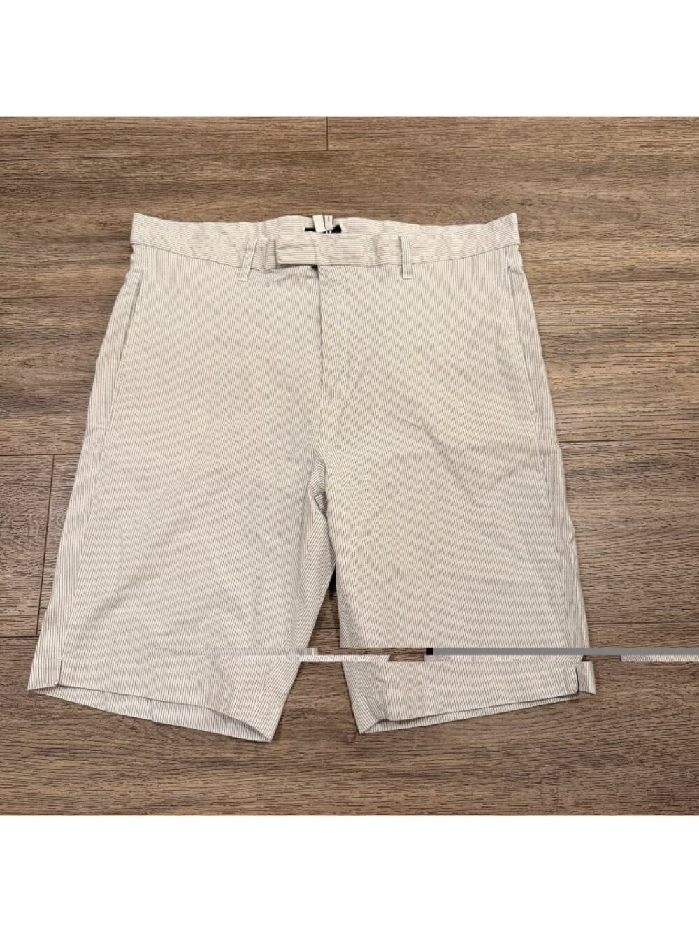 Reiss Chino Shorts  Blue Textured Stripe Southwold Mens 34 Stretch
